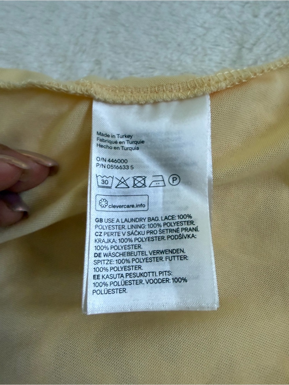 H&M Yellow Lace Midi Skirt Size 8 A-Line Feminine Cottagecore Spring Summer - Picture 11 of 11